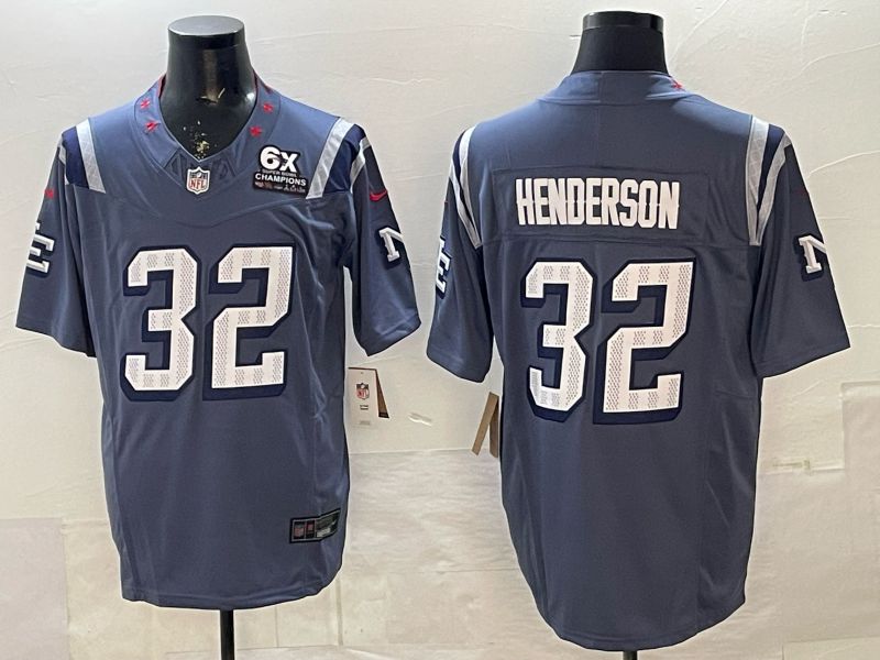Men 2026 New England Patriots #32 Henderson Blue 5th generations Nike Limited NFL Jersey style 013